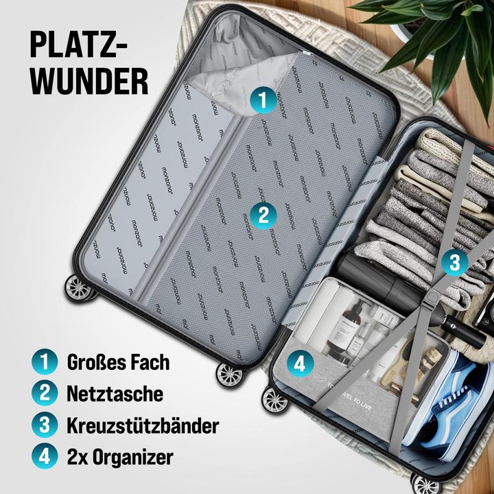 Image du produit Monzana Valise rigide avec accessoires Lot de 4 (M (50 - 90l))