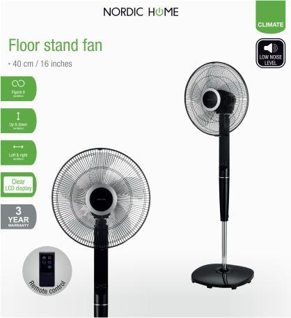Image du produit Nordic Home Nordichome Ventilateur sur pied avec télécommande, 40 cm, faible niveau sonore, temps