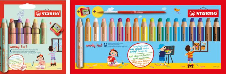Produktbild STABILO woody 3 in 1 Buntstift mit Spitzer und Pinsel (Pastellfarben, 18 x)