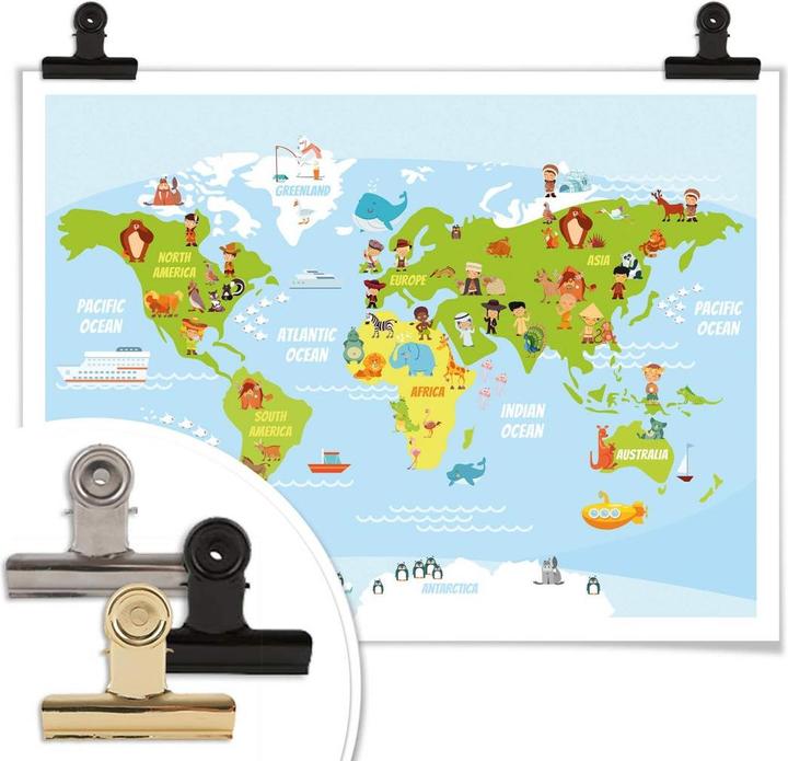 Actual product image Trenddeko Funny kids world map (80 x 60 cm)