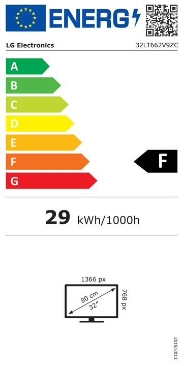 Energy Label LG Hotel TV 32LT662V9 32 (32", LCD, Full HD)