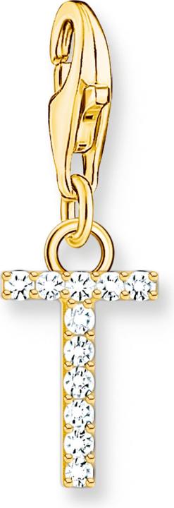 Produktbild Thomas Sabo Charm-Anhänger Buchstabe T mit Weissen Steinen Vergoldet (925er Silber)