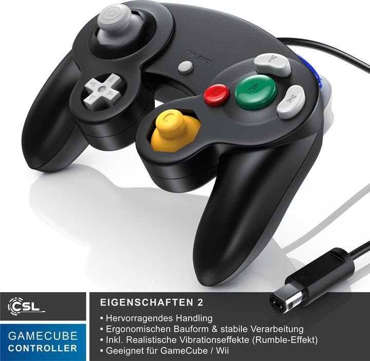 Actual product image CSL Nintendo Controller, Gamepad for Nintendo GameCube / Wii Vibration effects / ergonomic