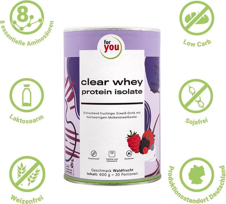 Actual product image For You clear whey protein isolate - forest fruit (Forest fruit, 1 pcs., 600 g)