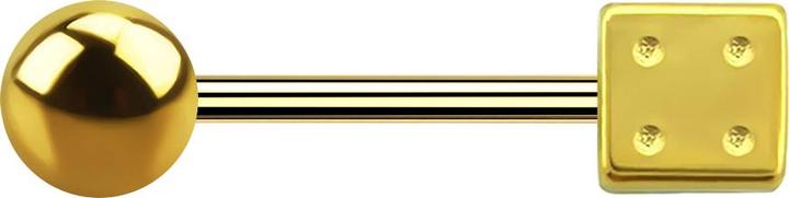 Produktbild Star Piercing Micro Barbell vergoldet mit Kugel und Würfel (ohne Messing, Chirurgenstahl 316L)