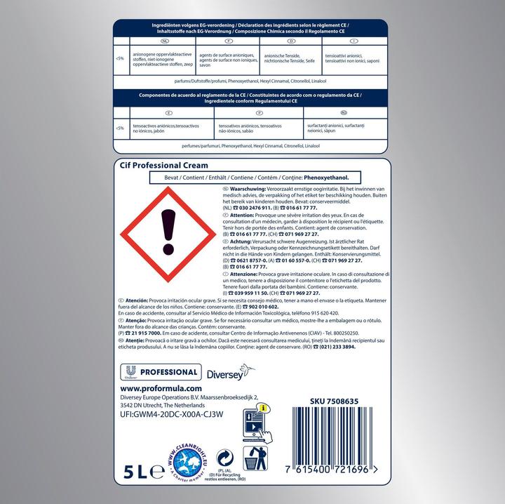 Immagine prodotto Diversey Pro Formula r Cif Professional Crema 5 l