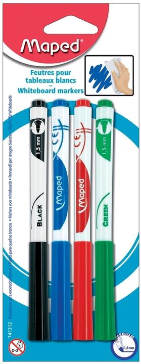 Immagine prodotto Maped Marcatori per lavagne bianche (Rosso, Nero, Blu, Verde, 1.50 mm, 4 x)