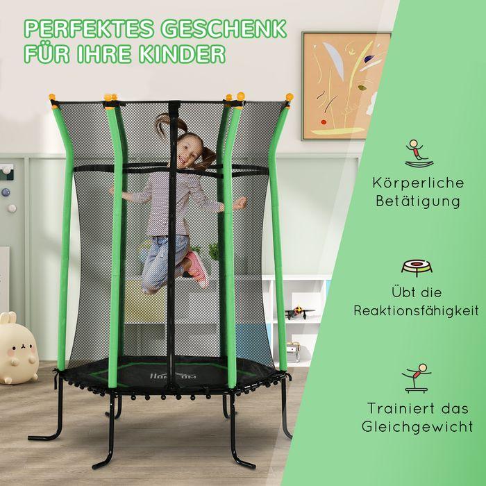 Produktbild Swisshandel24 Kinder Trampolin Ø163,5 cm, Indoor Trampolin, Kindertrampolin bis 50 kg Grün (163.50 cm)