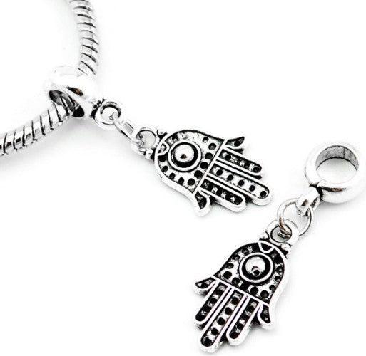 Actual product image Hermex Fatima hamsa hand charm pendant for bracelet - Silvery (Silver 925)