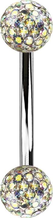 Produktbild Star Piercing Banane silber mit zwei Kristall Kugeln multicolor Epoxy Schutzschicht (Chirurgenstahl 316L)