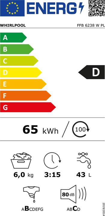 Energie-Label Whirlpool FFB 6238 W PL (6 kg, Links)