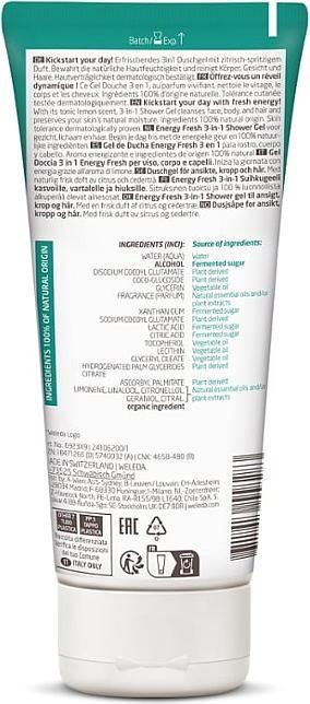 Nutritional values and ingredients Weleda For Men Energy Fresh Shower Gel 3in1 (200 ml)