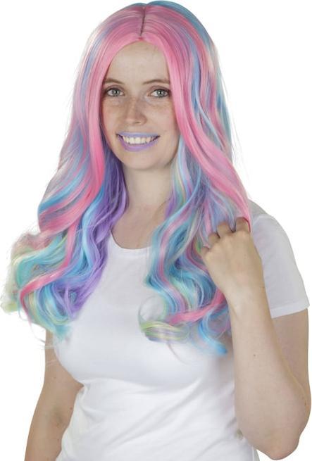 Produktbild MICA Festival Langhaarperücke für Erwachsene - Pastell-Regenbogen
