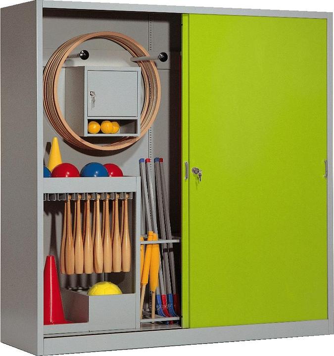 C+P Sportgeräteschrank (HxBxT: 195x190x60 cm, mit Vollblech-Schiebetüren, Typ 5)