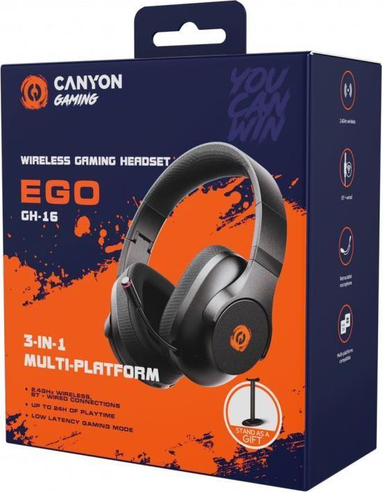 Immagine prodotto Canyon Cuffie con microfono EGO GH-16 3in1 2.4Ghz+BT Nero (Cablato)