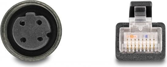 Produktbild Delock M12 Adapterkabel D-kodiert 4 Pin Buchse zu RJ45 Stecker 50 cm (S/FTP, CAT5e, 0.50 m)