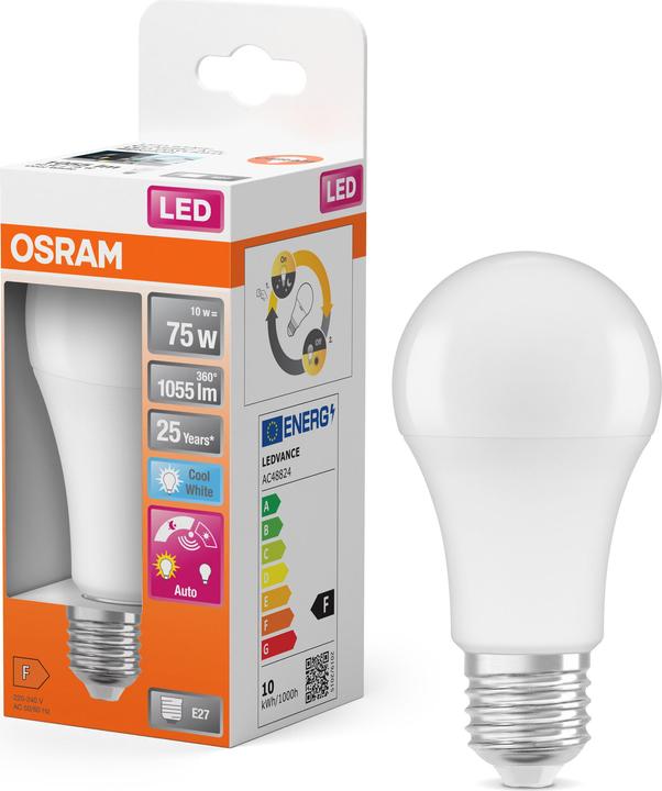 Image du produit Osram LED DAYLIGHT SENSOR CLASSIC A 10W 840 Frosted E27 (E27, 10 W, 1055 lm, 4 x, A)