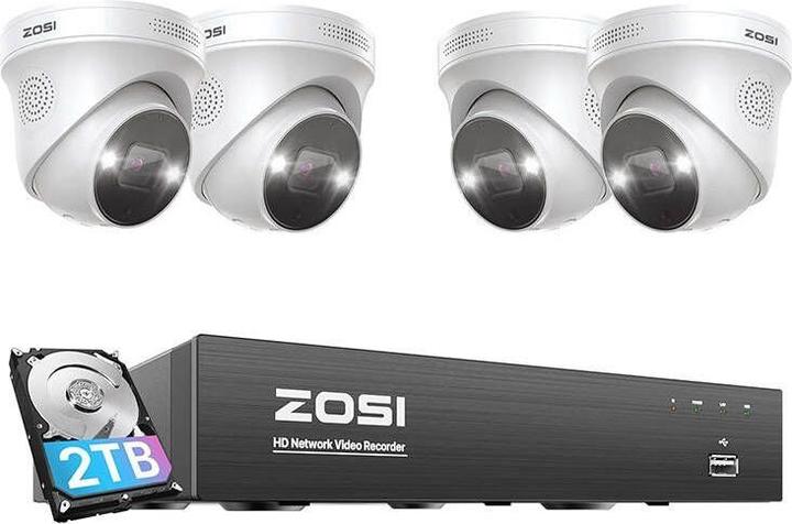 Image du produit Zosi Caméra IP C225 4 pcs WiFi 5MP + NVR 8ch + 2TB HDD (3840 x 2160 pixels)