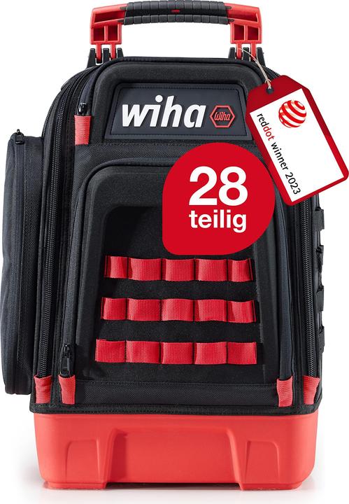 Produktbild Wiha Elektriker Werkzeugrucksack 27tlg Elektriker Grundausstattung stabiler Standboden Laptopfach (28 Teile)