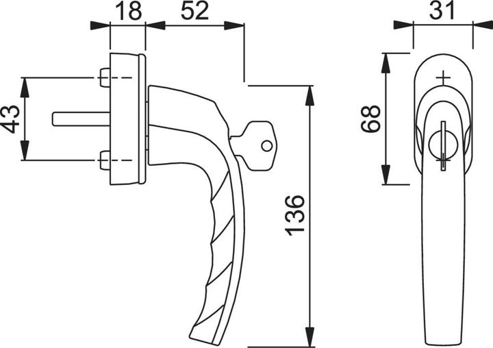 Actual product image Magni Hoppe Atlanta aluminium window handle lockable, F4 bronze, Secu100 + Secustik 0530S/US952 (100 Nm (Door handle)