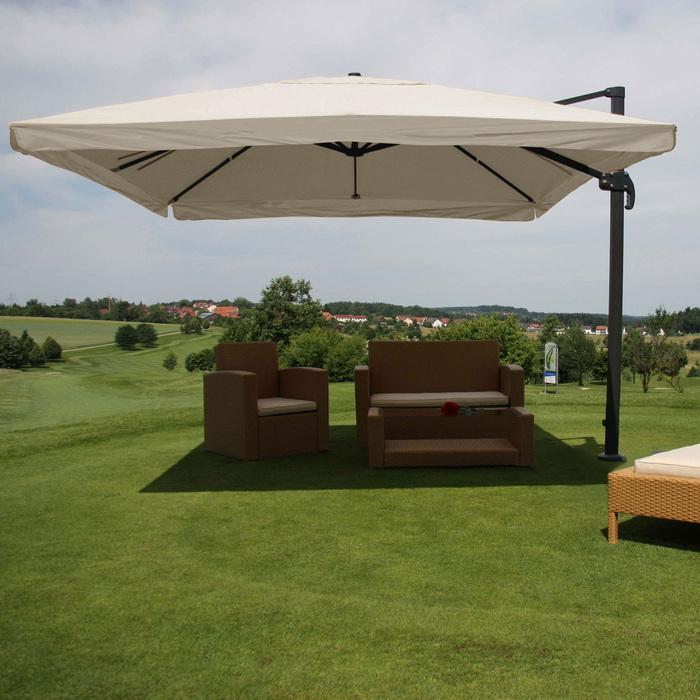 Image du produit Mendler Parapluie de signalisation pour la restauration, 3,5x3,5m (Ø4,95m) polyester/alu 25kg - Flap, gris (3.50 m)