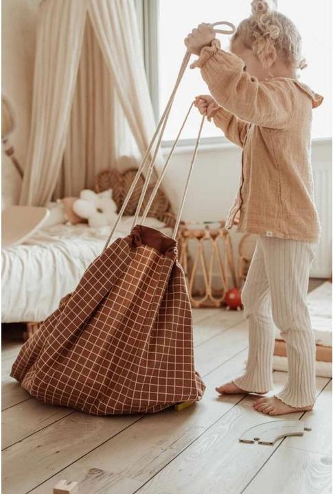 Actual product image play&go Print Organic grid brown (140 x 140 cm)