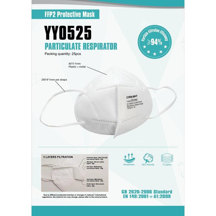 CRD Light CRDFFP2 Feinstaubmaske ohne Ventil FFP2 25 St. DIN EN 149:2001 + A1:2 (FFP2, 25 x)