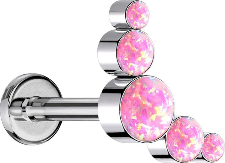 Produktbild Star Piercing Micro Labret Innengewinde silber fünf Opale pink (ohne Messing, Titan G23)