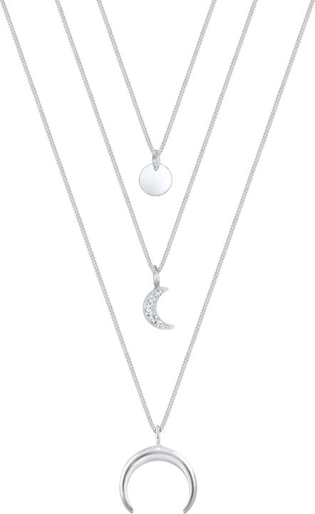 Produktbild Elli Halskette Halbmond Layer Kristalle Silber (925 Sterling Silber vergoldet, Glaskristall, 40 cm)