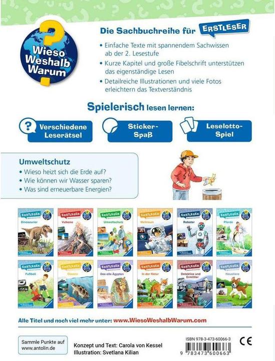 Actual product image Ravensburger Wieso? Weshalb? Warum? Erstleser, Band 13: Umweltschutz (German, Carola of Boiler, Svetlana Kilian, 2024)