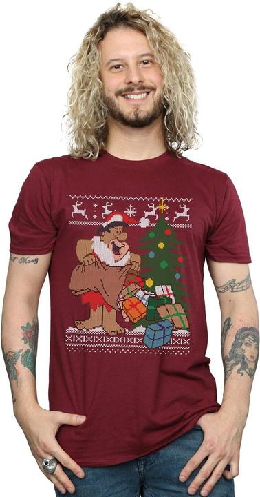 Actual product image The Flintstones Mens Christmas Fair Isle T-Shirt (S)