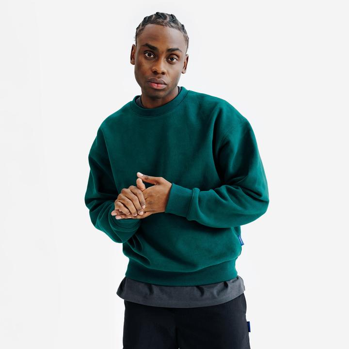 Decathlon Sweatshirt Herren Oversized Rundhals - grün