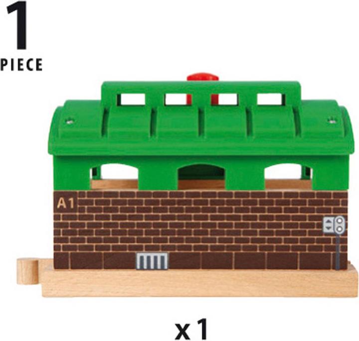 Actual product image Brio Locomotive shed with rolling gate