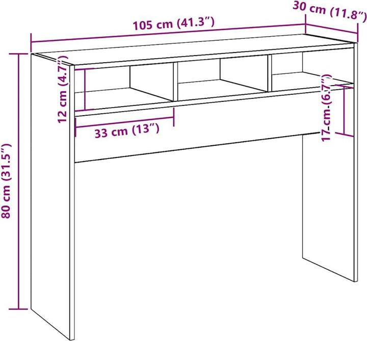 Immagine prodotto VidaXL Konsolentisch Altholz-Optik 105x30x80 cm Holzwerkstoff Sofatisch (105 x 30 x 80 cm)
