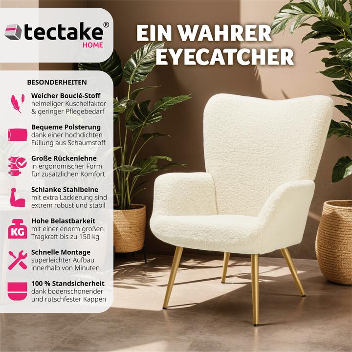 Actual product image tectake Armchair Hygge - padded, armrests and ergonomic backrest, 150 kg load capacity