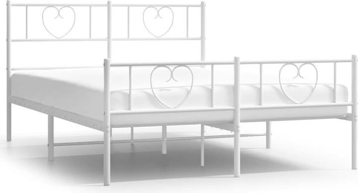 Produktbild VidaXL Bettgestell Kopfteil Fussteil Metallbett Bett Doppelbett Weiss 120x190cm (120 x 190 cm)