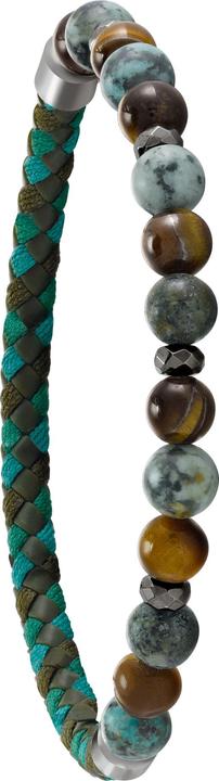 Jourdan Elastisches Armband, Kordel und Natursteine (gelbes Tigerauge, Jaspis, Hämatit) (7 cm, Natursteine)