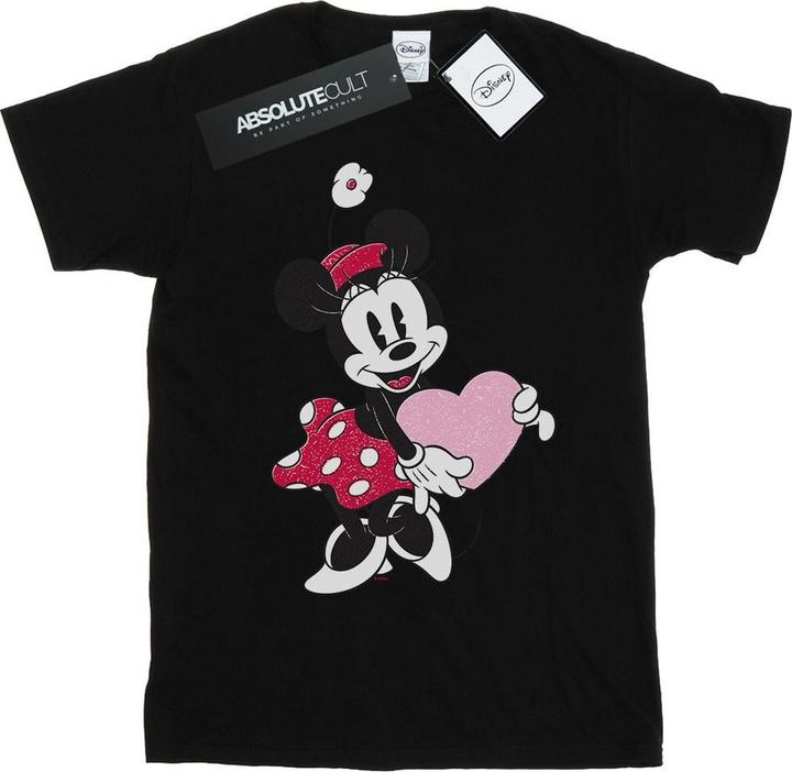 Actual product image Disney Womens/Ladies Minnie Mouse Love Heart Cotton Boyfriend T-Shirt (L)