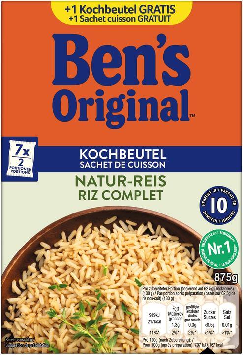 Actual product image Ben's Original Cooking bag brown rice 750g +1 extra cooking bag (875 g)
