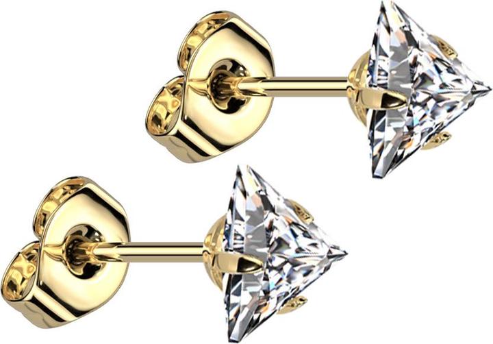 Immagine prodotto Star Piercing Orecchini a perno placcati oro con triangolo di cristallo argentato (Acciaio chirurgico 316L)