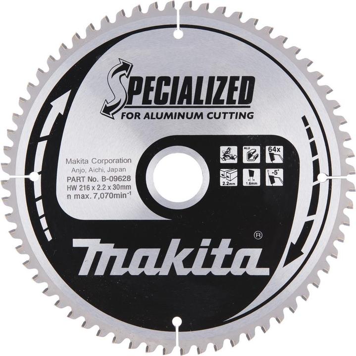 Makita B-09628 Lame de scie à onglet spécialisée en aluminium 216 mm x 30 mm x 64 dents
