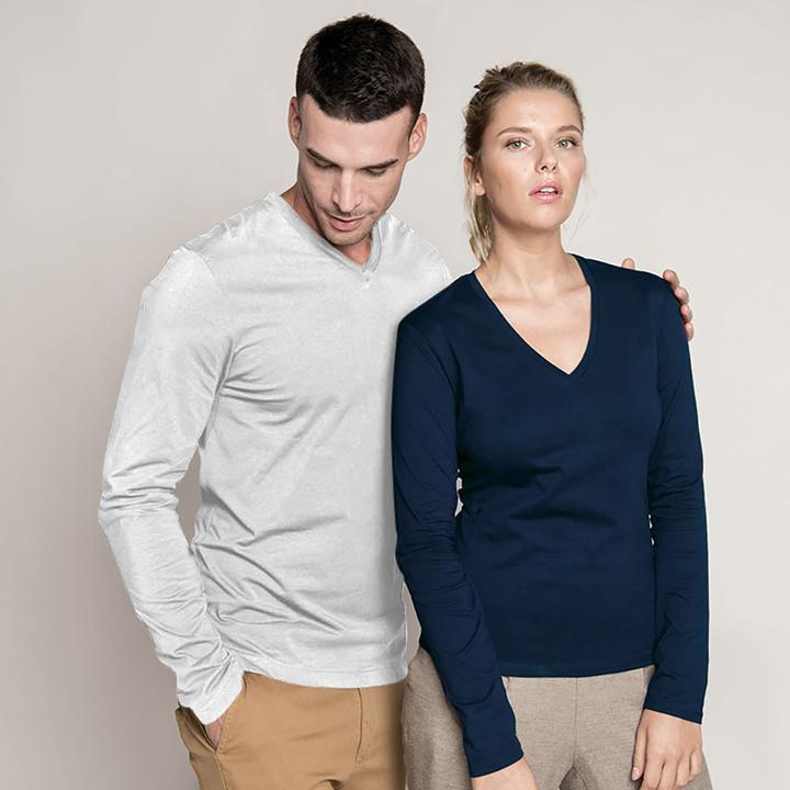 Produktbild Kariban TShirt Slim Fit Langarm VAusschnitt (4XL)