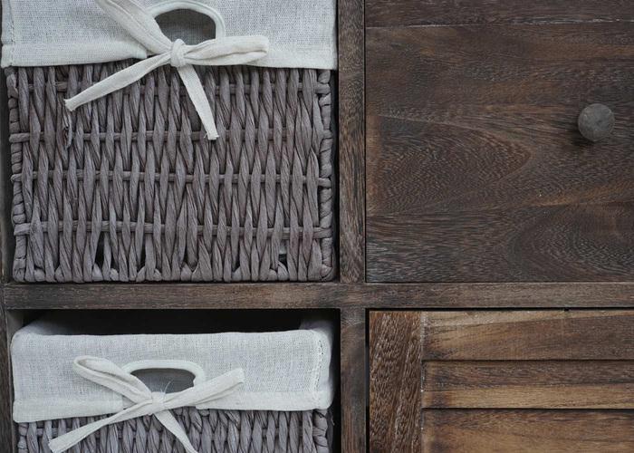 Produktbild Mendler Kommode HWC-H21, Schrank Schubladenkommode, Massiv-Holz Korb-Schublade 80x60x30cm - shabby braun (80 x 60 x 30 cm)