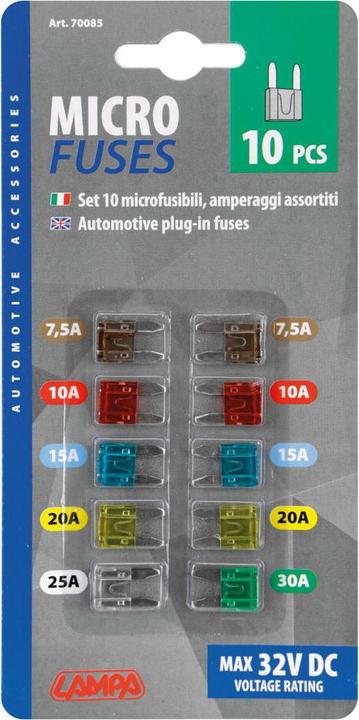Actual product image Lampa Set of 10 assorted micro-blade fuses 12/32V