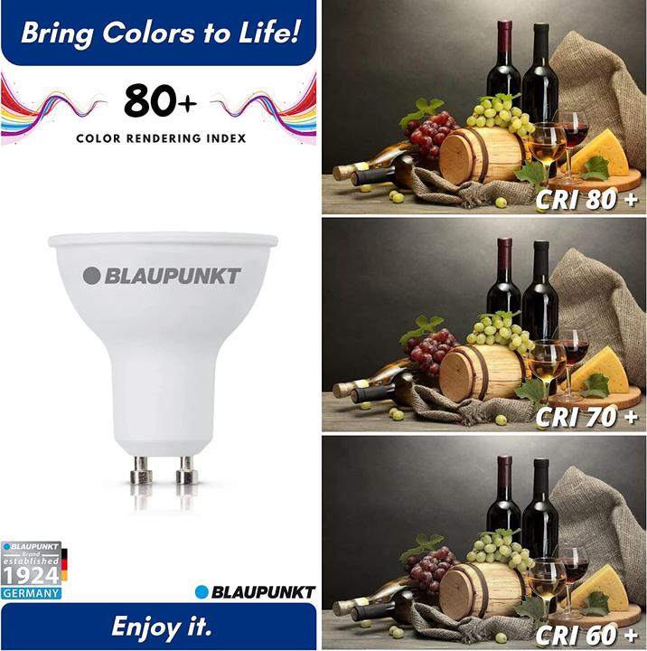 Actual product image Blaupunkt LED GU10 Bulb - Spotlight - Reflector - 5W - Warm White 2700K - Led Bulbs - Pack of 4 (GU10, 5 W, 475 lm, 4 x, F)