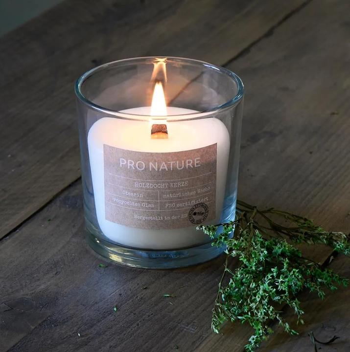 Actual product image müller Kerzen Stearin Candle Jar with Wooden Wick 10 x 10 cm, White (1 pcs.)