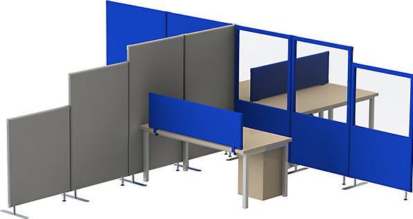 Produktbild eurokraft pro Schallschutz-Trennwand, Paneel mit Fenster, Höhe 1600 mm, Breite 1000 mm, blau