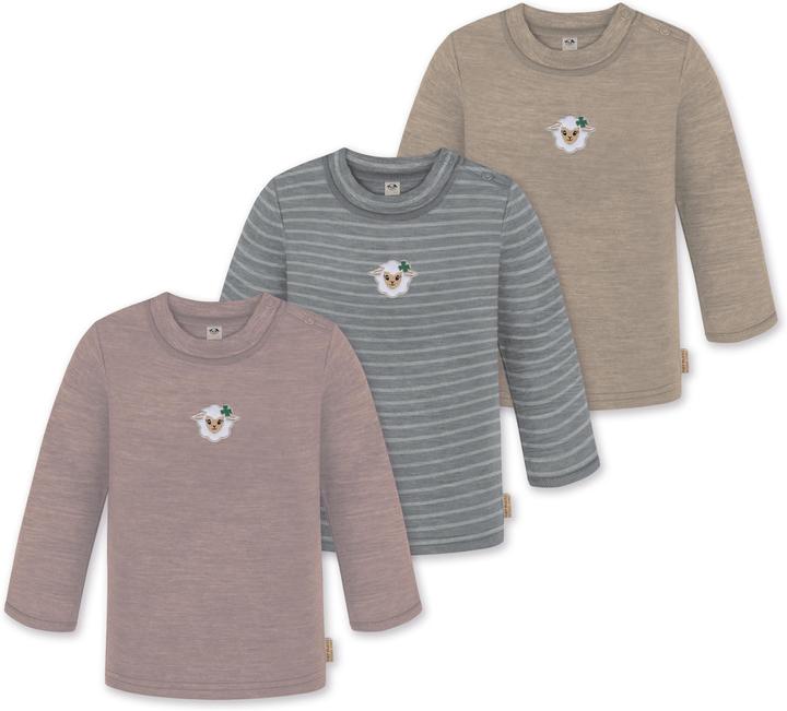 Normani 3er Pack Baby Merino Longsleeve „Taupo" - 9475