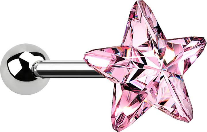 Actual product image Star Piercing Micro Barbell silber mit Stern pink (without brass, Surgical steel 316L)