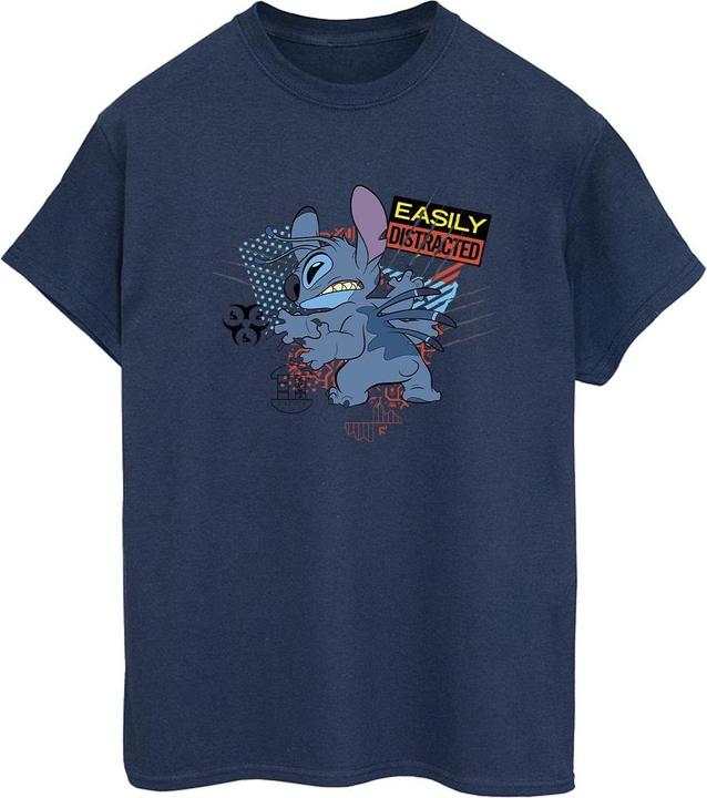 Actual product image Disney Womens/Ladies Lilo And Stitch Easily Distracted Cotton Boyfriend T-Shirt (S)